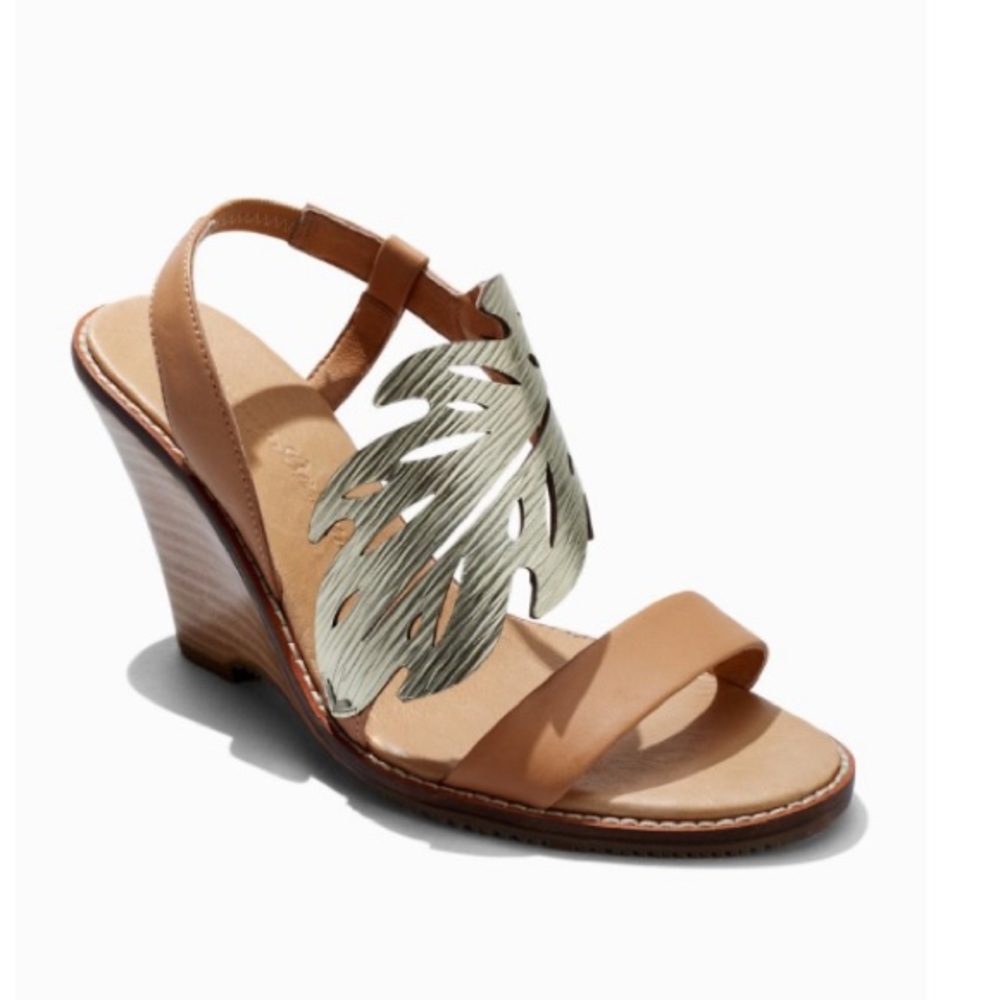 Tommy Bahama Plumeria Leather Wedge Sandals